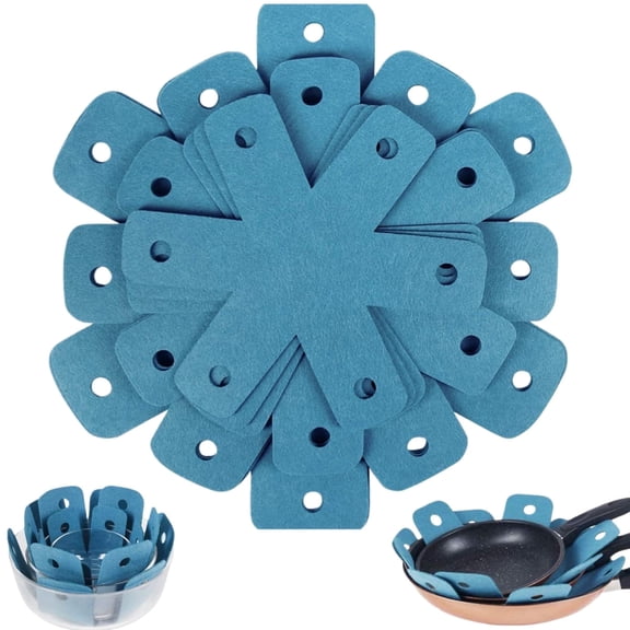 Pot Pan Protectors Cyan Larger Thicker for Stacking and Protecting Cookware 12 Pack 4 Different Sizes (Blue)