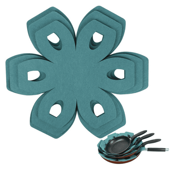 Pot Pan Protectors, Set of 6 & 3 Different Sizes, Felt Pot Protectors for Stacking, Cyan Pan Separators Protectors for Stacking and Protecting Your Cookware