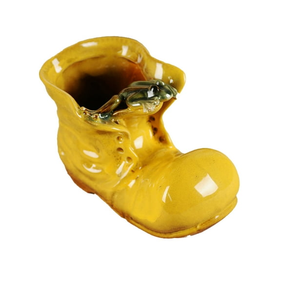 DEEPCRAFF Cactus Bonsai Planter Ceramic Boot Shaped Flowerpot 1Set Yellow