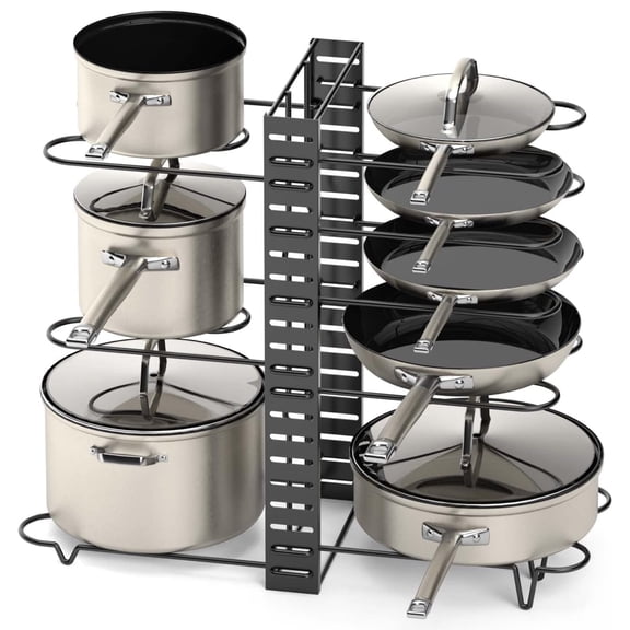 Pot Rack Organizer With 3 DIY Methods, Black Metal Kitchen 8 pots