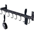 thumbnail image 1 of Pot Rack - Pots and Pans Hanging Rack Rail with 8 Hooks, Double Bars, Pot Hangers for Kitchen, Wall Mounted,Black, 1 of 9