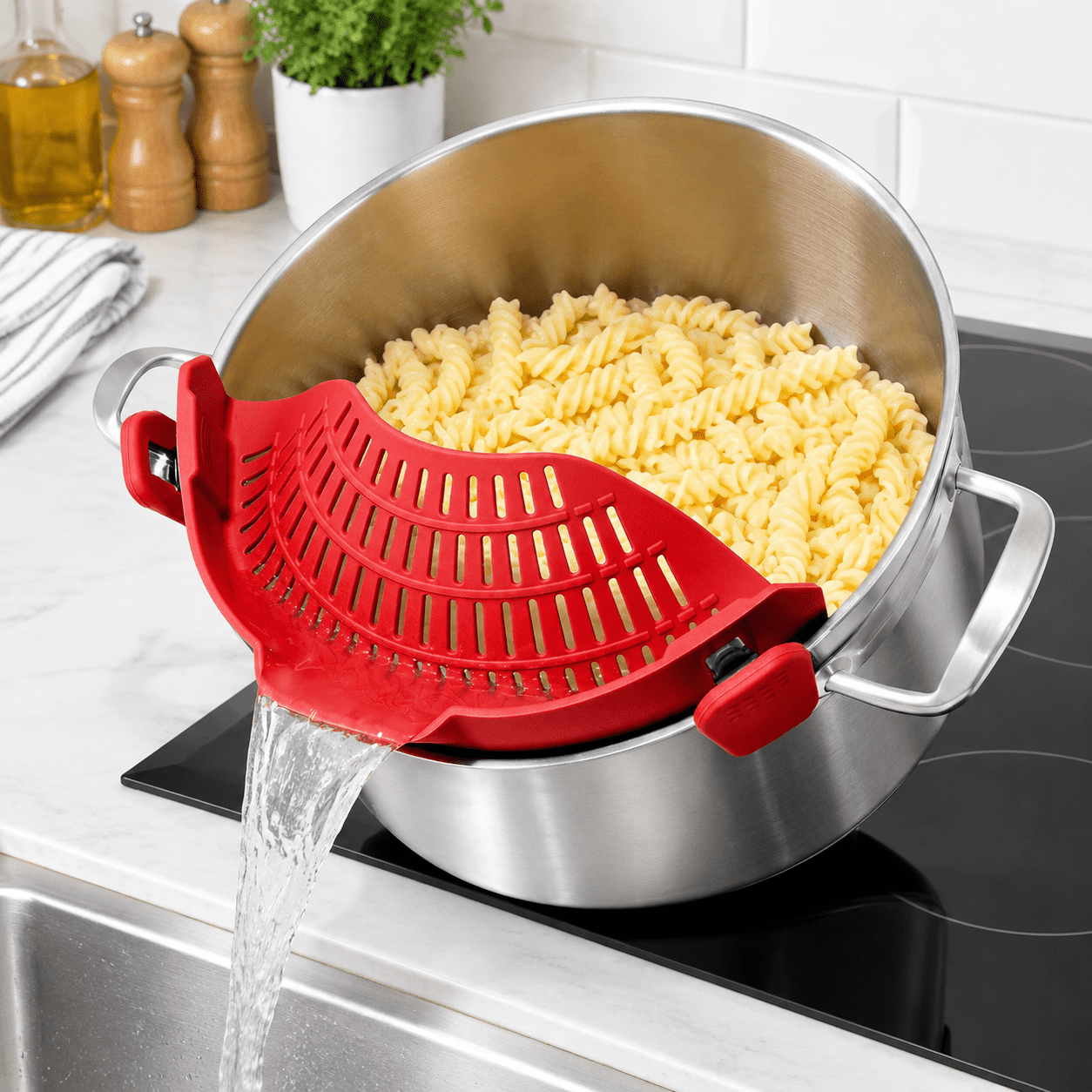 Pot Strainer Clip on Silicone, Large 10.45 x 4.33 in, Red - Walmart.com