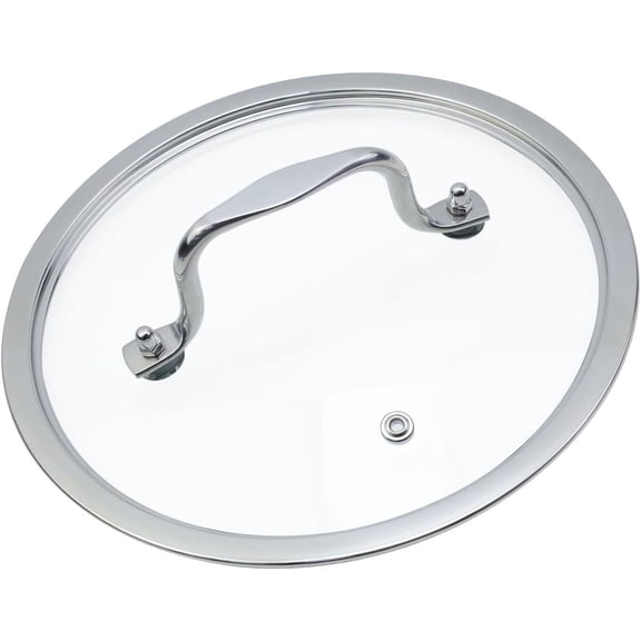 Pot Tempered Glass Lid,Fry Pan Lid, Skillet Fits 8" Diameter Cookware Steam Vented Lid with Holder Handle, Stainless Steel Rim, Fit for Pots,Pans and Skillets