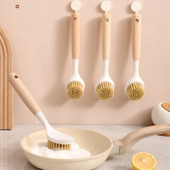 Pot and Pan Cleaning Brush - Long Handle, Non-stick Scrubber, Multi-surface Corner Cleaner for Kitchen Sink