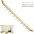 thumbnail image 1 of Pot and Pan Hanging Rack Wall Mounted Kitchen Rail with 12 Hooks Double Pipe, Golden, 1 of 5