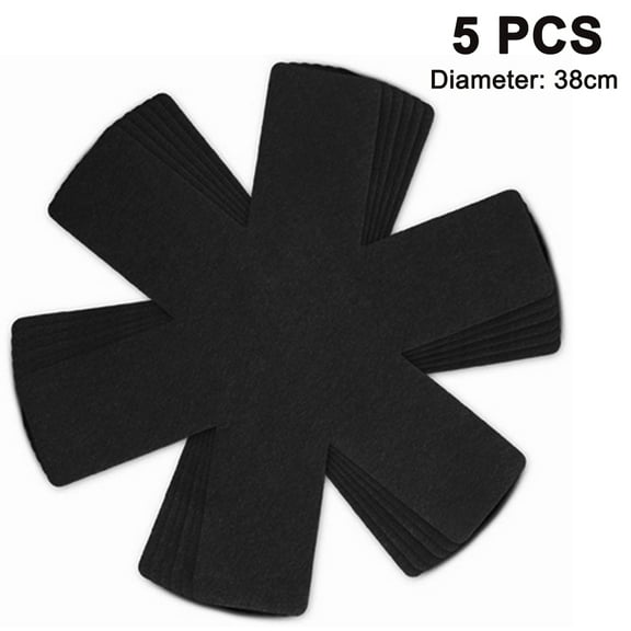 Pot and Pan Protectors (5 Pcs) Pan Protectors - Stacking Pan Protector - Prevent Scratching, Separate and Protect Your Dishes BLACK