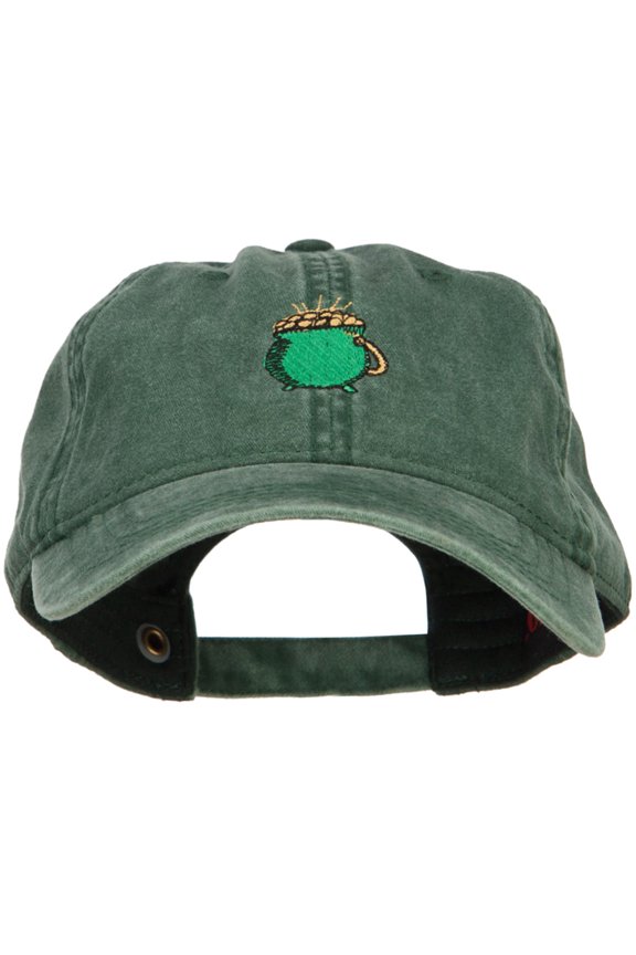 Pot of Gold Embroidered Washed Cotton Cap - Dk Green OSFM