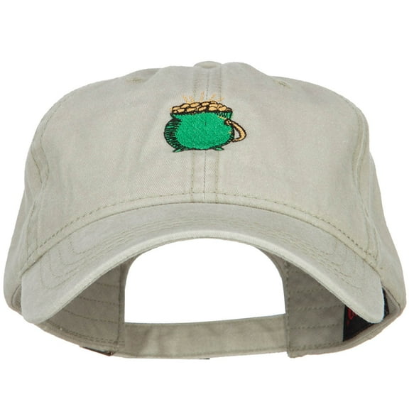 Pot of Gold Embroidered Washed Cotton Cap - Stone OSFM