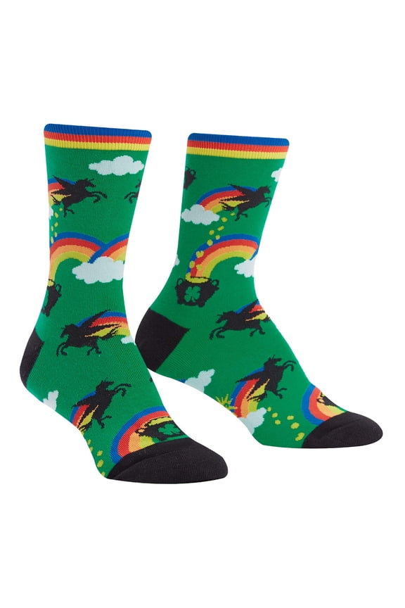 Pot of Gold Make Your Own Luck One Size Fits Most Green Ladies Crew Socks