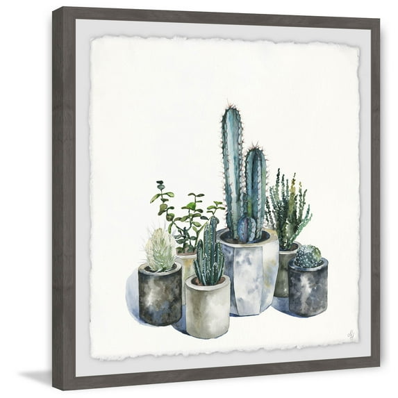 Pot of Succulents Framed Painting Print