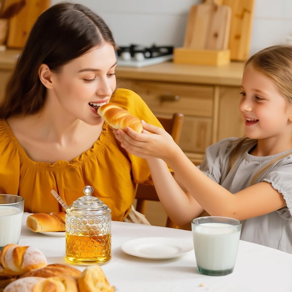Pot with Dipper and Lid, 6oz Mini Crystal Syrup Dispenser for Christmas Home Kitchen Decor