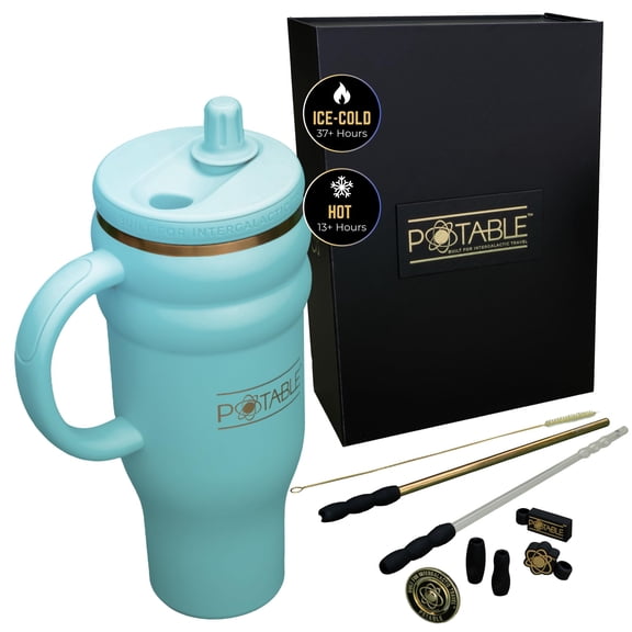 Potable 40 oz Stainless Steel Water Bottle, Luxury Set, Stellar Tide