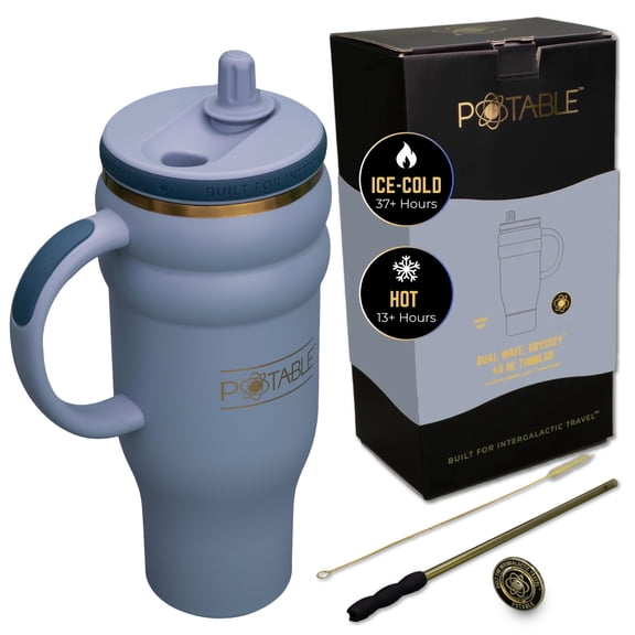 Potable 40 oz Stainless Steel Water Bottle, Signature Set, Periwinkle Dust