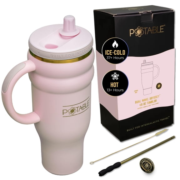Potable 40 oz Stainless Steel Water Bottle, Signature Set, Pink Nebula
