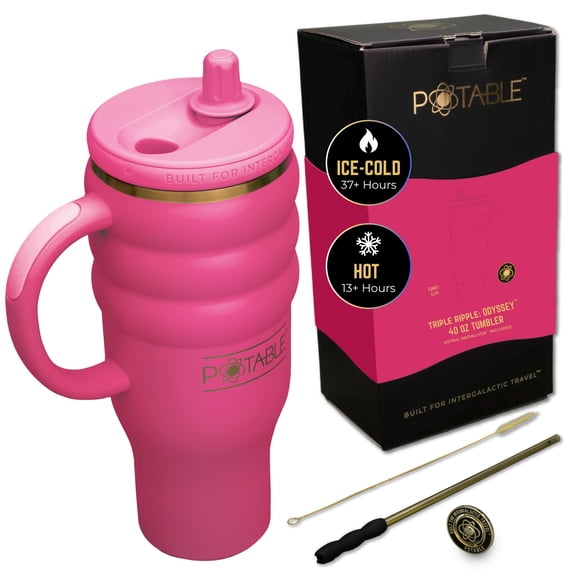 Potable 40 oz Stainless Steel Water Bottle, Signature Set, Scarlet Dusk