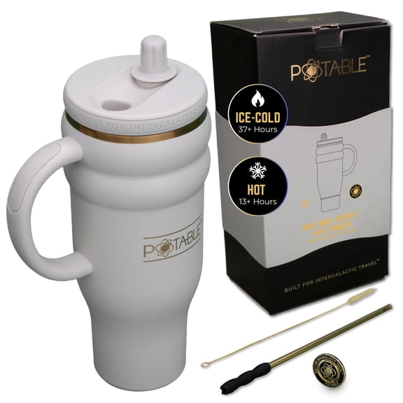 Potable 40 oz Stainless Steel Water Bottle, Signature Set, Stardust Cream