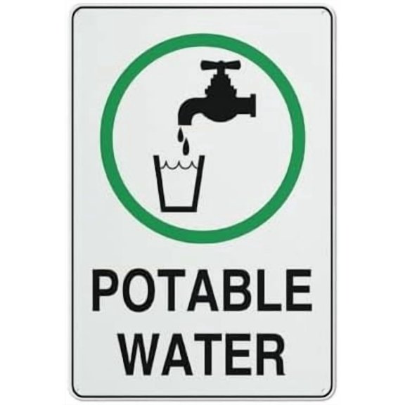 Potable Water Sign 12X8 Inch Aluminum Uv Ink Printed For House And Business