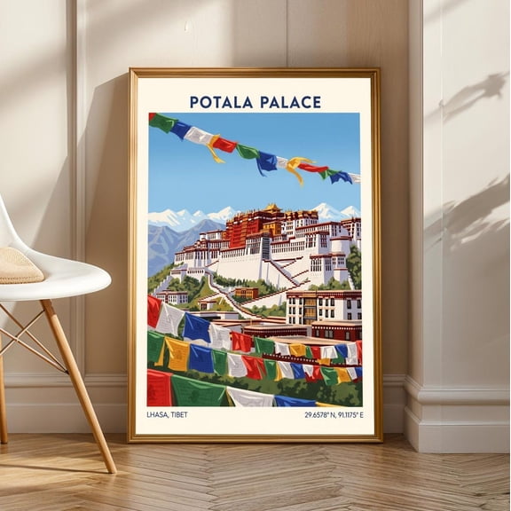 Potala Palace Tibet Art Print: Colorful Tibetan Travel #234, Unframed Canvas Size 8x12