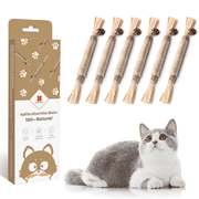 Potaroma 6 Pcs Natural Silvervine Sticks, Catmint Silvervine Blend for Kitten Teeth Cleaning & Dental Care, Edible Kitty Chew Treat