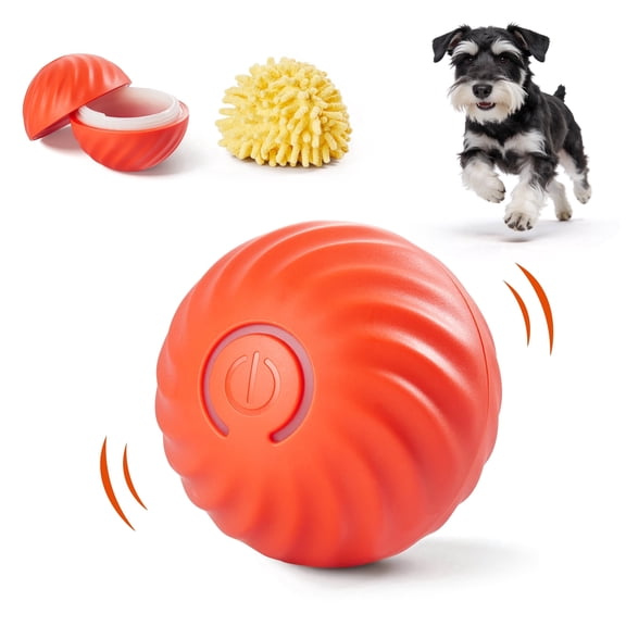 Potaroma Automatic Dog Ball Toy, 67mm Plush Sea Urchin Cover with Orange Replacement, Chew-Resistant Interactive Self-Moving Bouncing Ball for Medium & Large Dogs