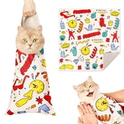 Potaroma 2-pack Cat Grooming Wrap, Self-Adhesive Swaddle Burrito Blanket for Nail Trimming and Claw Care, 14 14 in & 22 22 in