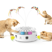 Potaroma 3in1 Automatic Interactive Cat Toy, Fluttering Butterfly Moving Feather Track Balls, Dual Power Supplies Usb Powered Indoor Exercise Kicker, Bright White