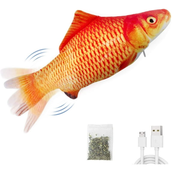 Potaroma Electric Flopping Fish 10.5", Moving Cat Kicker Fish Toy, Realistic Floppy Fish Dog Toy, Wiggle Fish Catnip Toys, Motion Kitten Toy, Plush Interactive Cat Toys, Fun Toy for Cat Exercise