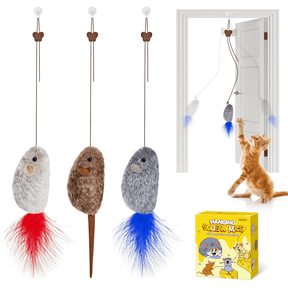 Potaroma 3-Pack Hanging Mouse Toys with Squeaker, Interactive Retractable Cat Teasers for Indoor Kitten Play and Exercise