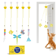 Potaroma Collapsible 5-Piece Hanging & Feather Cat Toy Gift Set, Multicolor