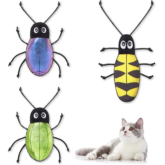 Potaroma Realistic Bug Catnip Cat Toys Crinkly Sound, Durable Kitten Bite Interactive Kicker Toys for Indoor Exercise 3.5 Inches