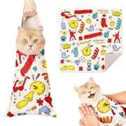 Potaroma Self Adhesive Cat Grooming Swaddle Wrap, Burrito Style Blanket, 14 14 in & 22 22 in, 2 Pack