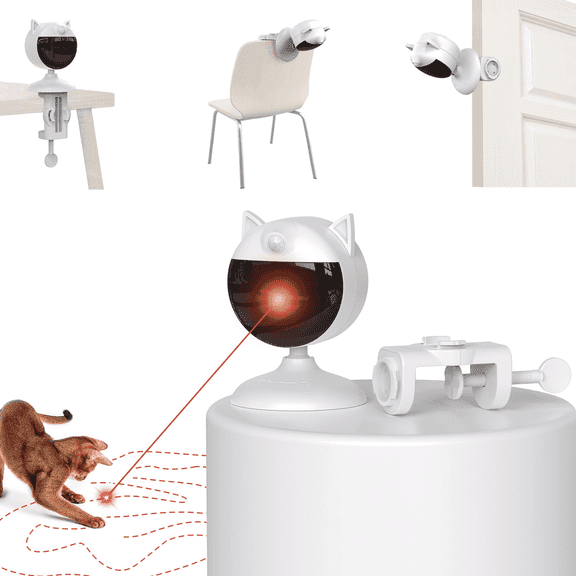 Potaroma Smart Sensor Cat Laser Toy, Interactive Motion-Activated with Random Trajectory, Clamp Design, Rechargeable Kitten Indoor Exercise, Cream White