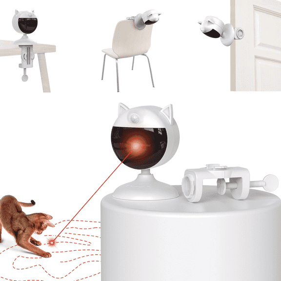 Potaroma Smart Sensor Cat Laser Toy, Interactive Motion-Activated with Random Trajectory, Clamp Design, Rechargeable Kitten Indoor Exercise, Cream White