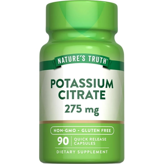 Potassium Citrate 275mg | 90 Capsules | For Men and Women | Non-GMO, Gluten Free | by Nature's Truth