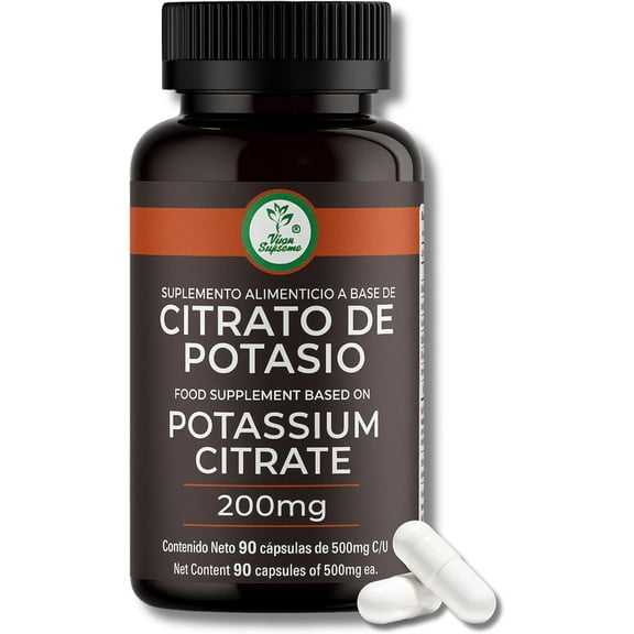 Potassium Citrate + Turmeric Supplement 1500 mg per Serving Electrolyte Balance & Joint Support 90 Capsules with 65.5 mg Potassium Citrate & 69.5 mg Turmeric Extract Gluten-Free, Non-GMO