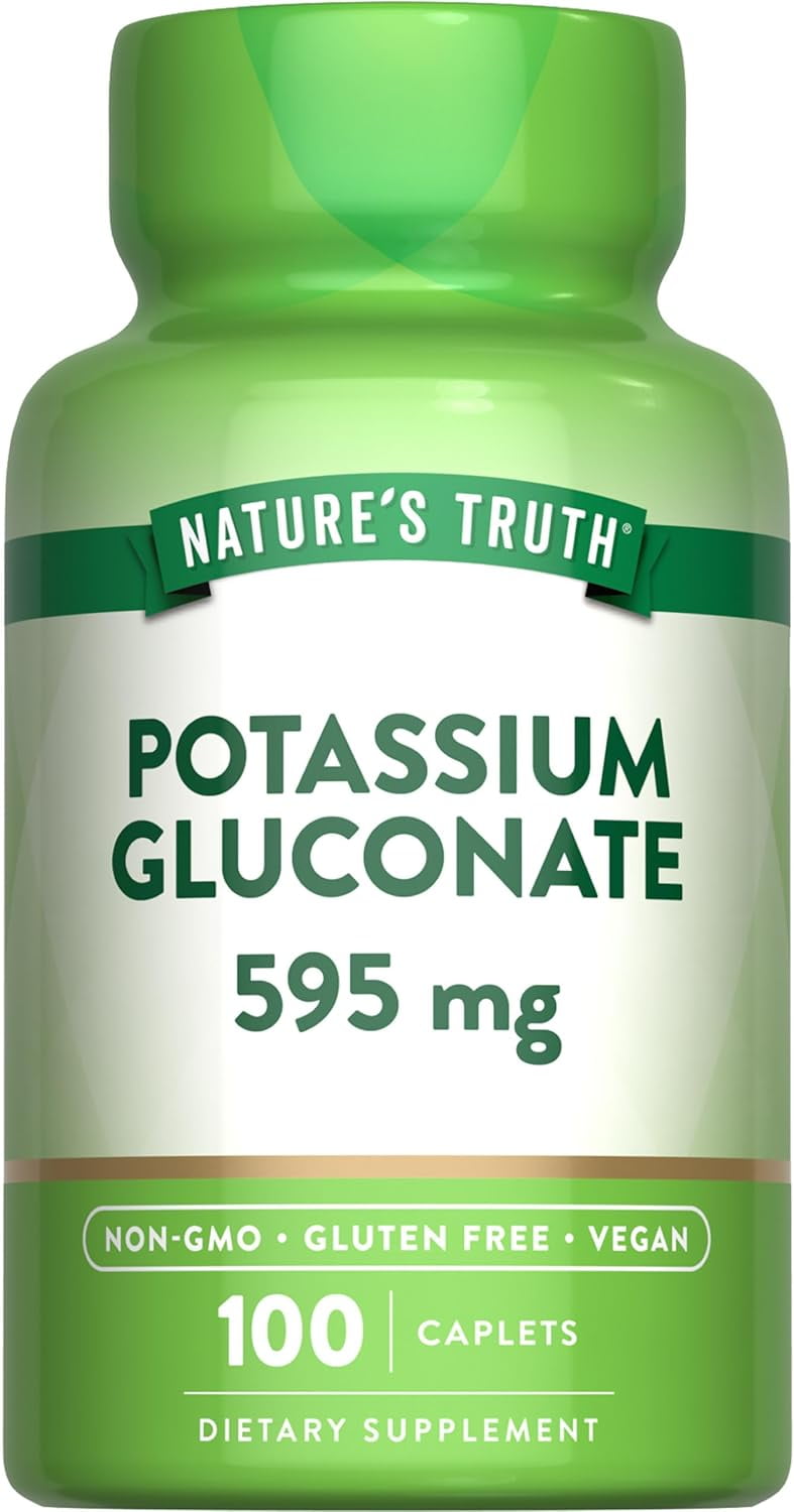 Potassium Gluconate 595mg | 100 Caplets | For Men and Women | by Nature's Truth