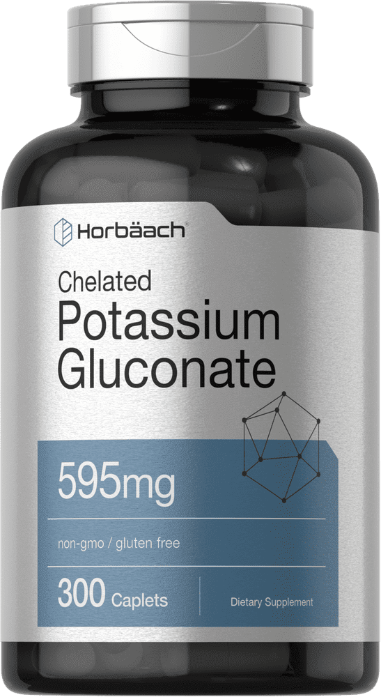 Potassium Gluconate 595mg | 300 Count | Vegetarian Formula | by Horbaach