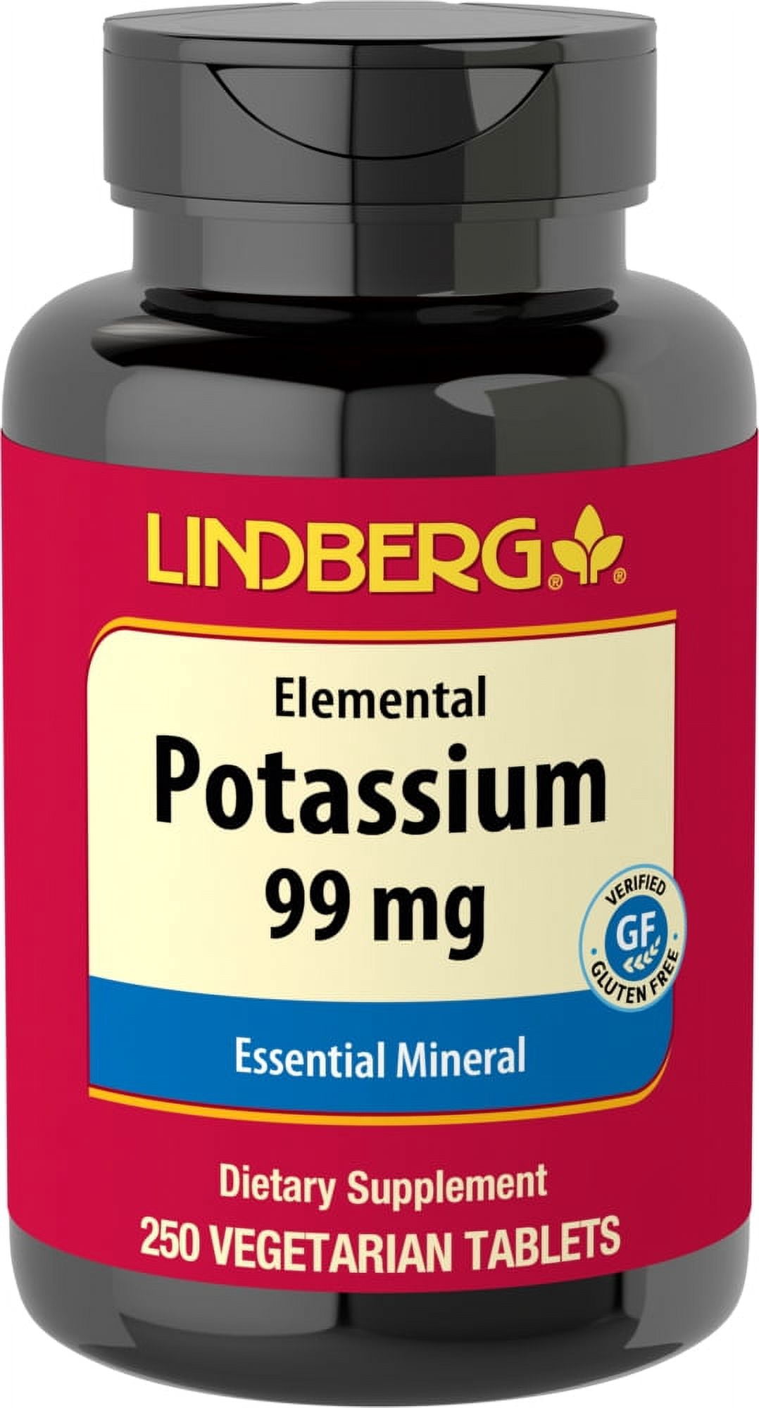 Potassium Gluconate Supplement 99 mg | 250 Tablets | Vegetarian, Non-GMO, Gluten Free | by Lindberg