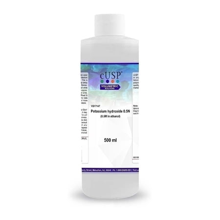 Potassium Hydroxide 0.500N (0.500M) in Ethanol Solution – Laboratory Grade, 500mL – High Purity, Reagent for Titration