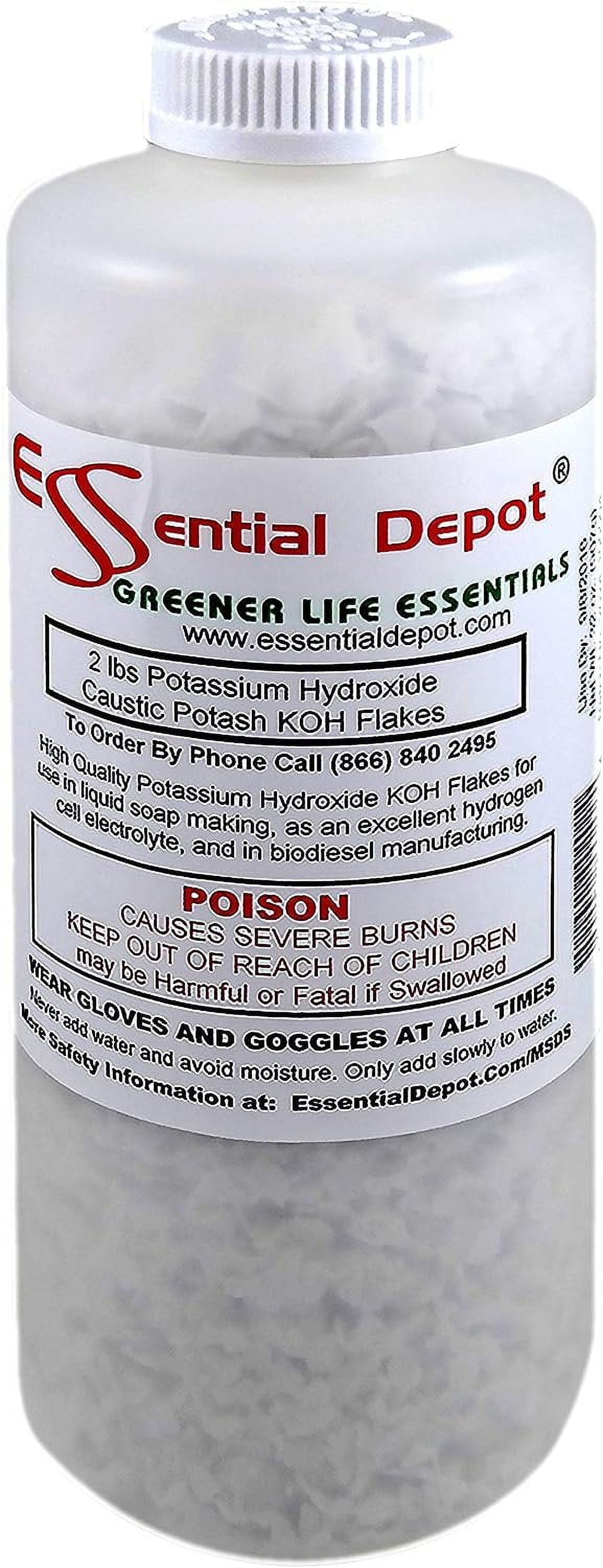 Potassium Hydroxide Flakes KOH, 2 lbs Caustic Potash Anhydrous KOH Dry