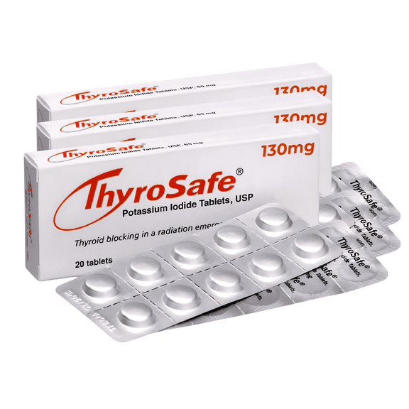 ThyroSafe 130mg Potassium Iodide Tablets (60 Pack) - Protects Your Thyroid from Nuclear Radiation Exposure