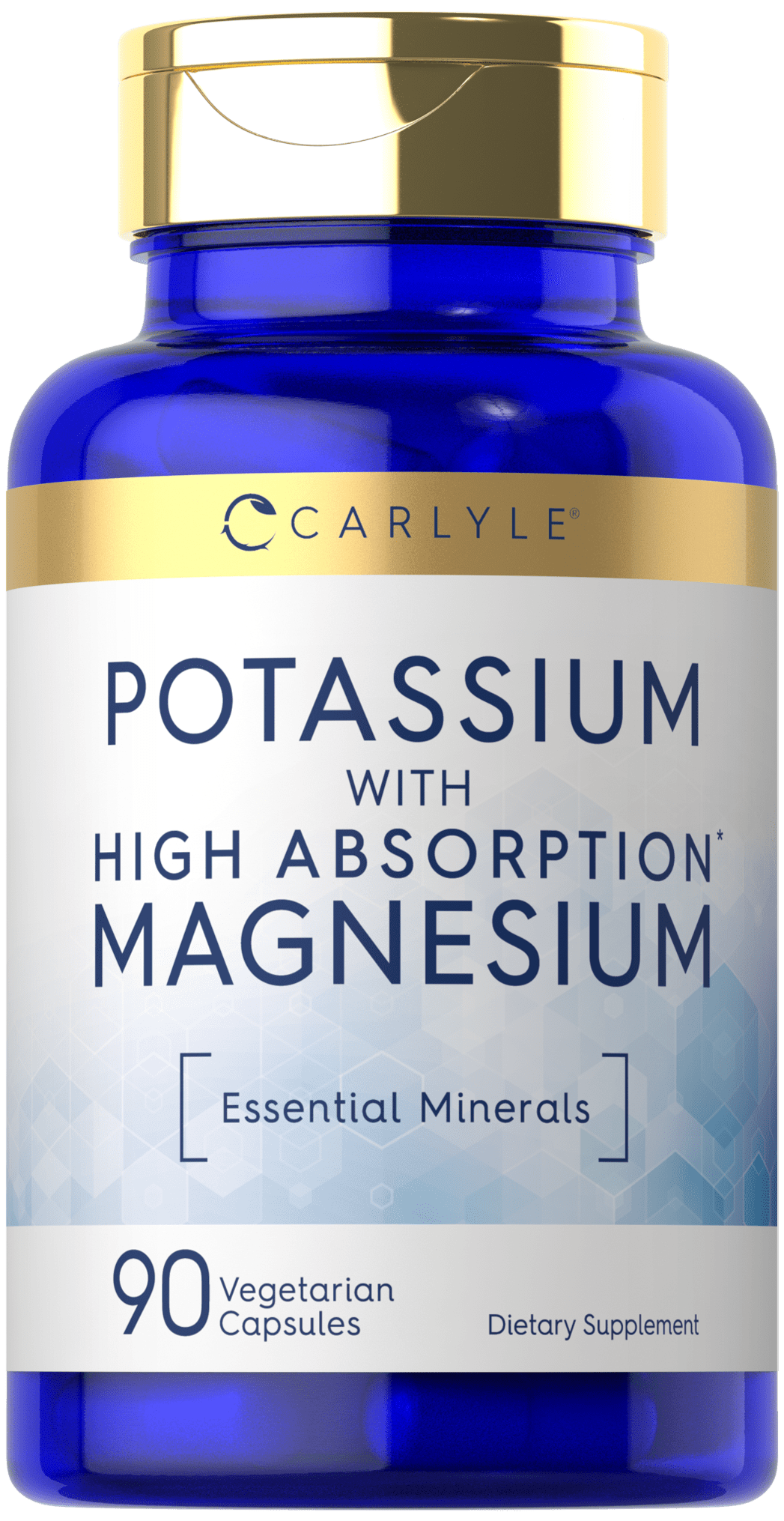 Potassium Magnesium Supplement | 90 Capsules | High Absorption | For Men and Women | by Carlyle