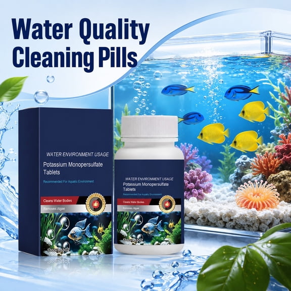 Potassium Monopersulfate Aquarium Cleaner Tablets, Water for Aquarium Tank, Aquarium Water, Fish Tank Cleaner, Containing Beneficial to Clear Cloudy Water As A Water Clarifier,