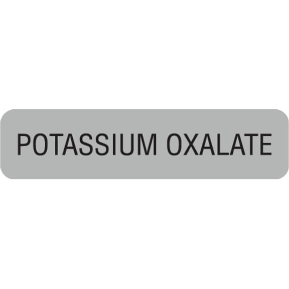 Potassium Oxalate Specimen Labels for Glucose and Lactate Stabilization, 1-1/4" x 5/16", Gray with Black Print, , 250 Stickers/Box for Clinical Labs