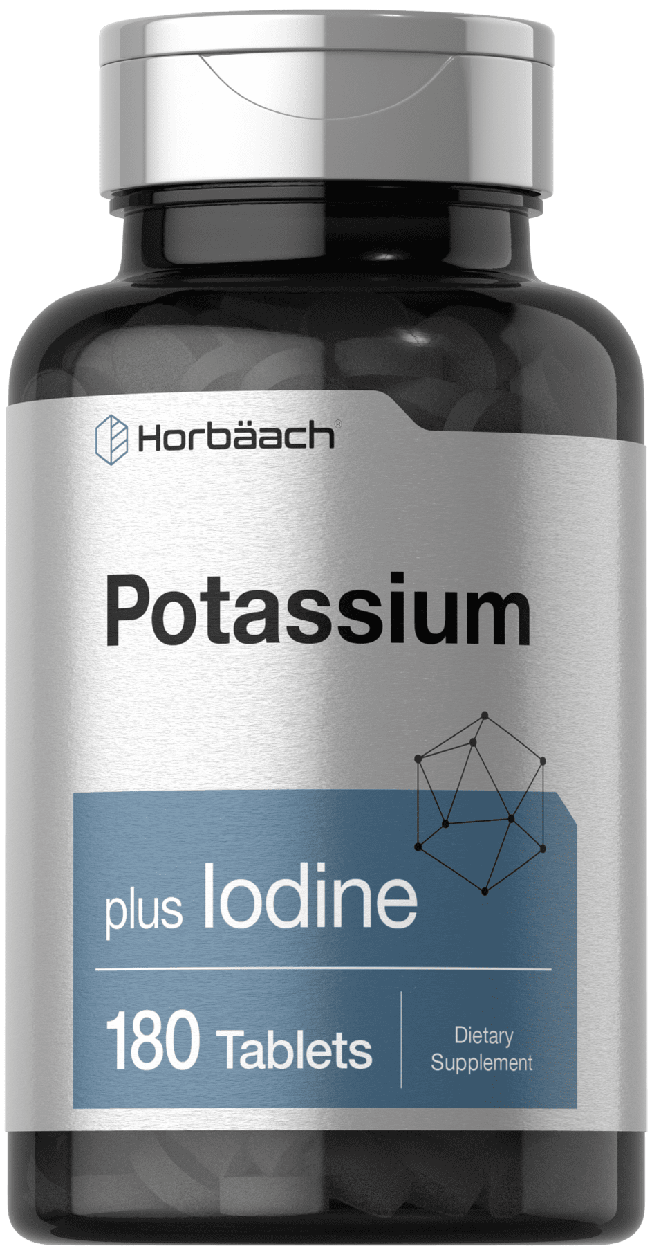 Potassium Plus Sign Horbaach Potassium Plus Iodine, 99 mg Potassium, 225 mcg Iodine, 180 ...