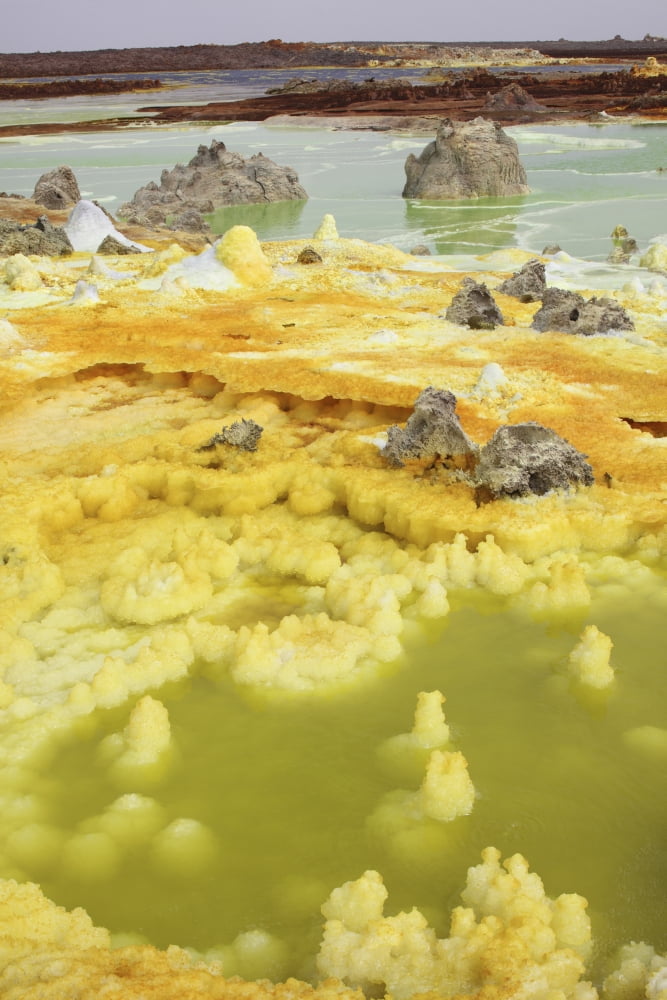 Potassium salt deposits Dallol geothermal area Danakil Depression Ethiopia Canvas Art - Richard RoscoeStocktrek Images (12 x 18)