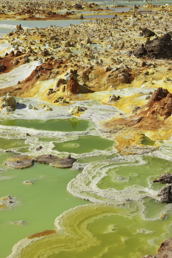 Potassium salt deposits Dallol geothermal area Danakil Depression Ethiopia Canvas Art - Richard RoscoeStocktrek Images (12 x 18)