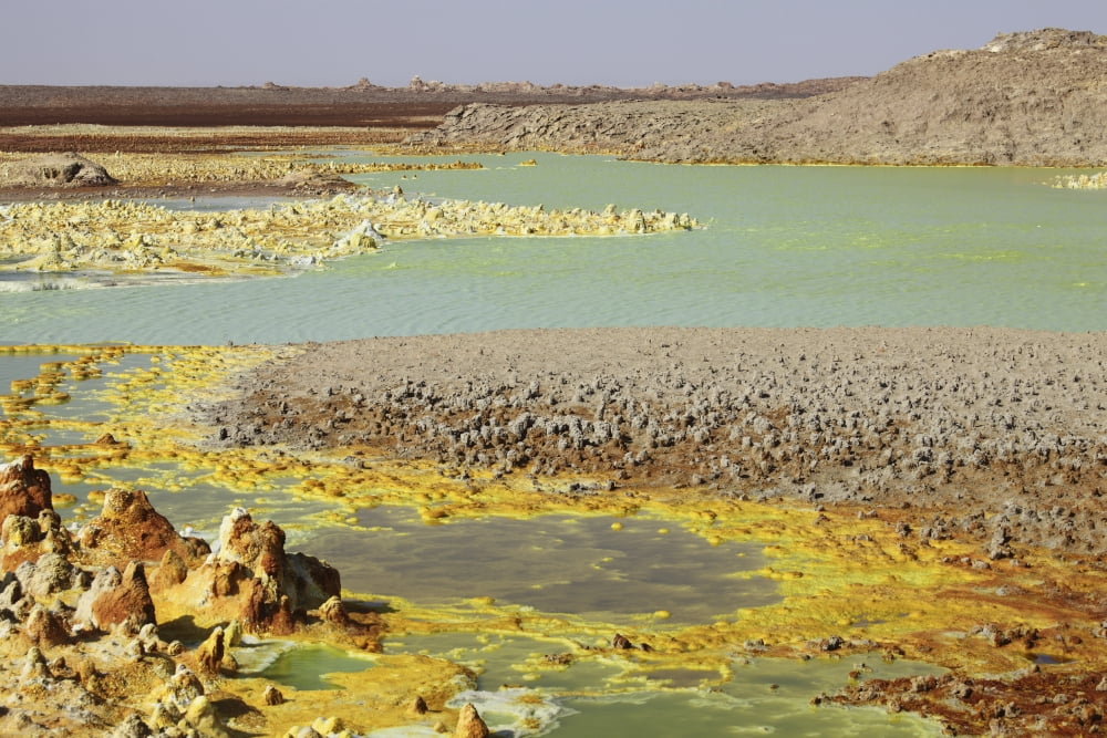 Potassium salt deposits Dallol geothermal area Danakil Depression Ethiopia Canvas Art - Richard RoscoeStocktrek Images (18 x 12)