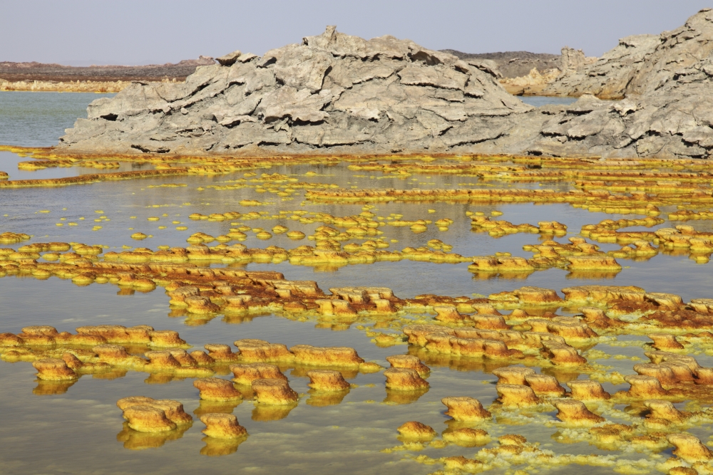 Potassium salt deposits Dallol geothermal area Danakil Depression Ethiopia Canvas Art - Richard RoscoeStocktrek Images (18 x 12)