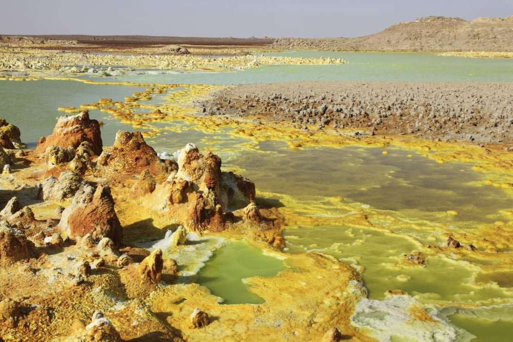 Potassium salt deposits Dallol geothermal area Danakil Depression Ethiopia Canvas Art - Richard RoscoeStocktrek Images (18 x 12)
